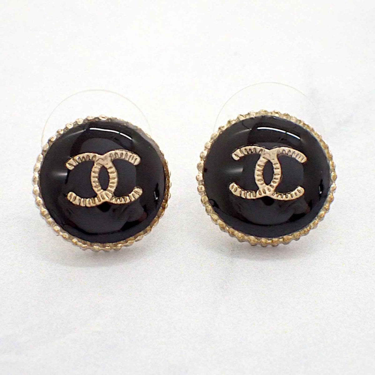 シャネル CHANEL ココマーク A95896 ピアス メタル ブラック ゴールド レディース【中古】【ABランク】