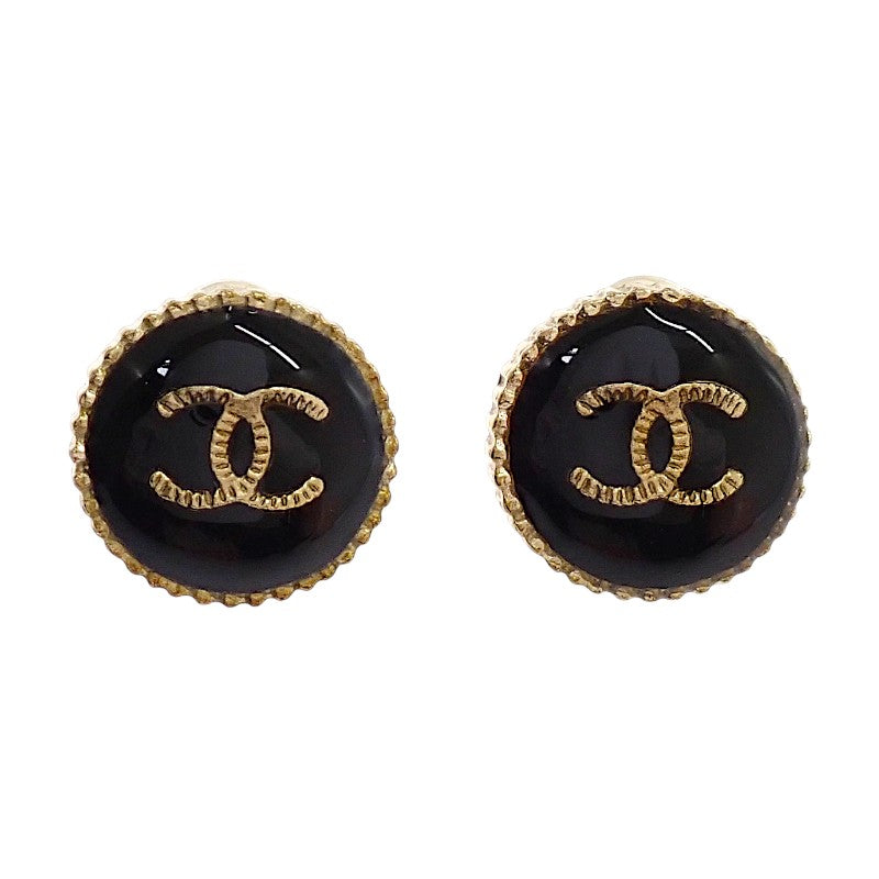 シャネル CHANEL ココマーク A95896 ピアス メタル ブラック ゴールド レディース【中古】【ABランク】