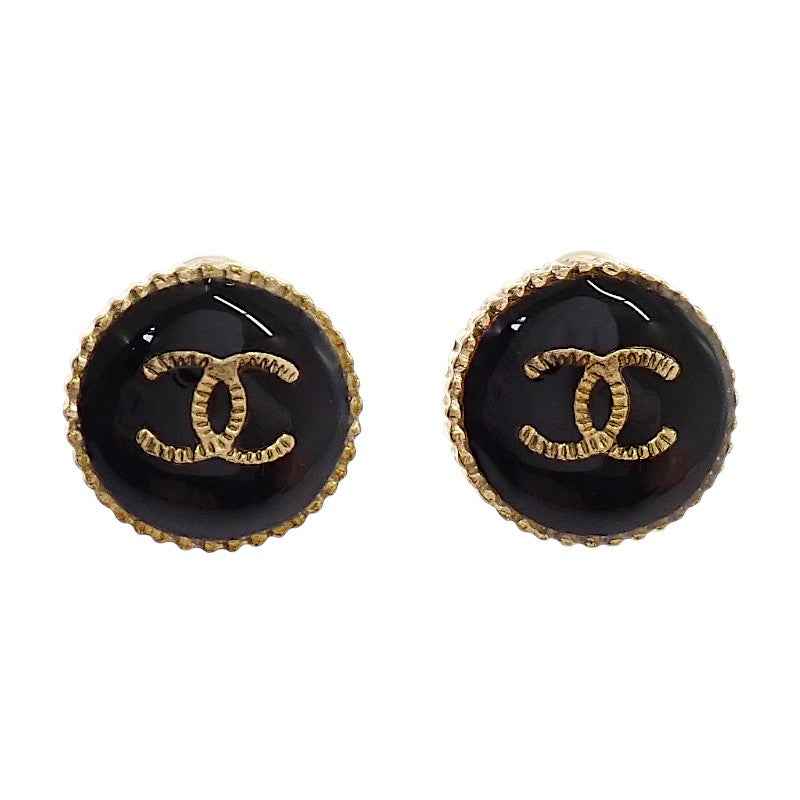 シャネル CHANEL ココマーク A95896 ピアス メタル ブラック ゴールド レディース【中古】【ABランク】