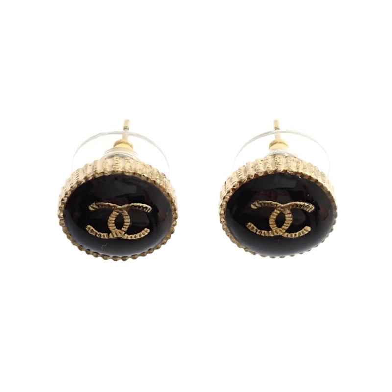 シャネル CHANEL ココマーク A95896 ピアス メタル ブラック ゴールド レディース【中古】【ABランク】