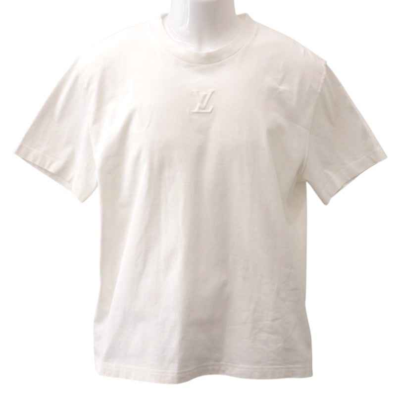 ルイヴィトン LOUIS VUITTON エンボスLV L 1AA5E0 半袖Tシャツ コットン ホワイト ブロンオプティーク メンズ【中古】【Aランク】