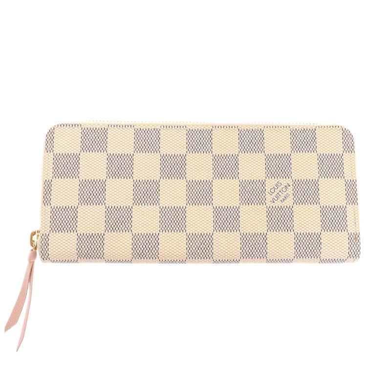 ルイヴィトン LOUIS VUITTON ポルトフォイユ・クレマンス N61264 長財布 ダミエアズールキャンバス ホワイト ゴールド金具 レディース【中古】【Sランク】