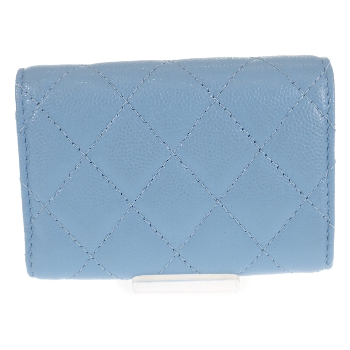 シャネル CHANEL ココマーク スモールフラップウォレット AP3397 三つ折り財布 キャビアスキン ストラスブルー ゴールド金具 レディース【中古】【Aランク】