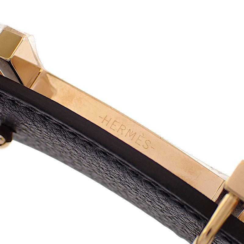エルメス HERMES H・オ・カレ 85 ベルト レザー ブラック ゴールド金具 メンズ【中古】【Aランク】