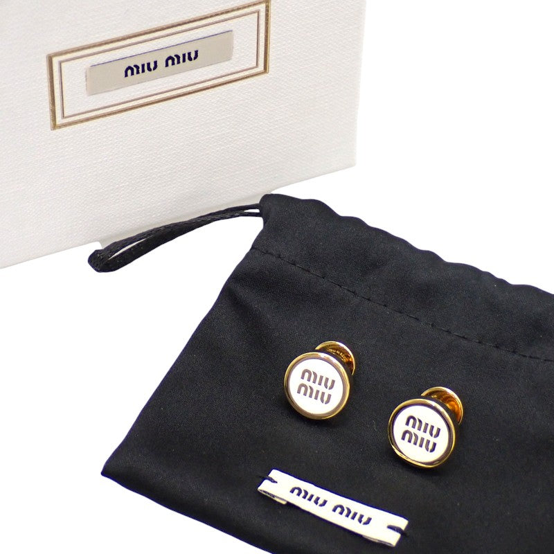ミュウミュウ MIUMIU エナメル 5JO912_2F6T ピアス メタル ホワイト ゴールド レディース【中古】【Aランク】