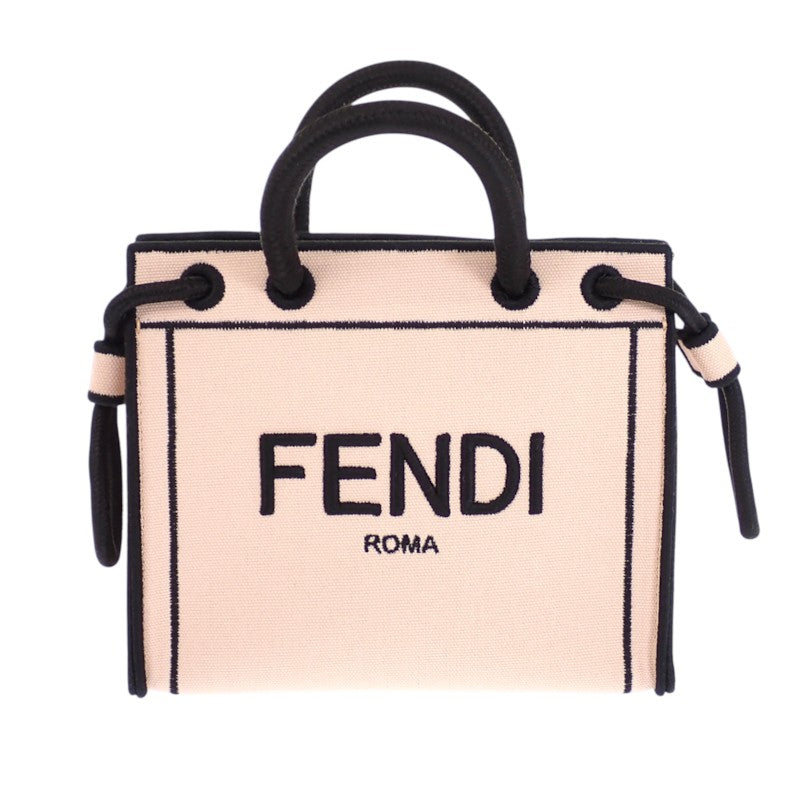 フェンディ FENDI ローマショッパートート ショルダー ミニ 8BH380 2WAYバッグ キャンバス ピンク ゴールド金具 レディース【中古】【Aランク】