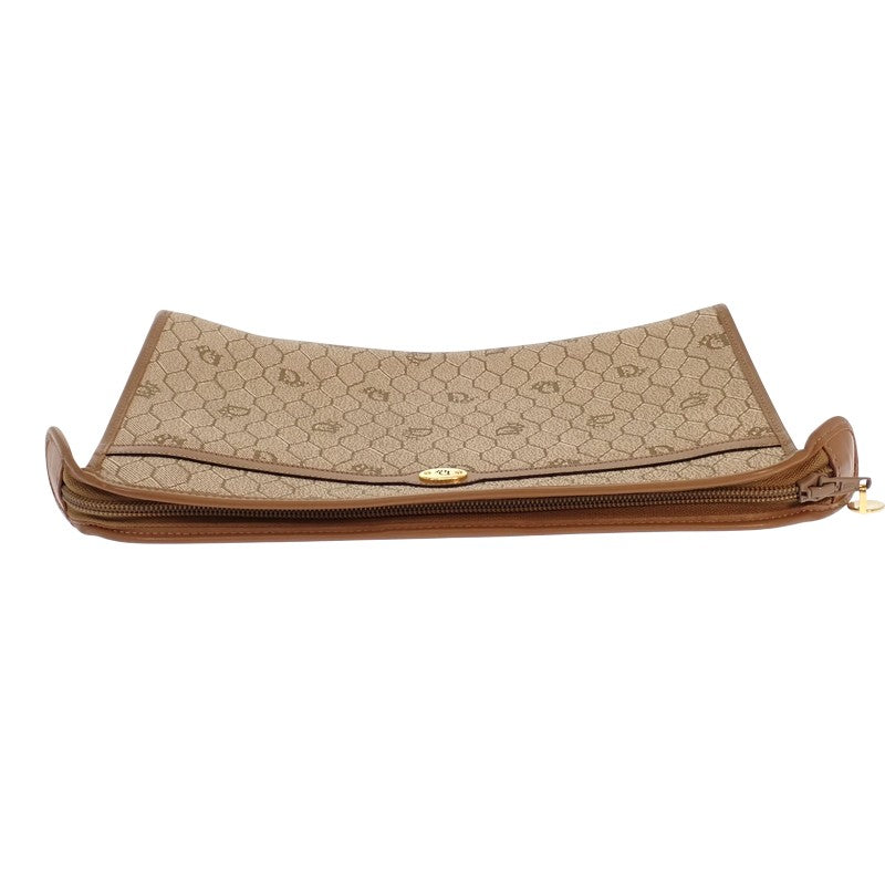 ディオール Dior ヴィンテージ ハニカム柄 クラッチバッグ PVCコーティングキャンバス レザー ベージュ ゴールド金具 レディース メンズ ユニセックス【中古】【ABランク】