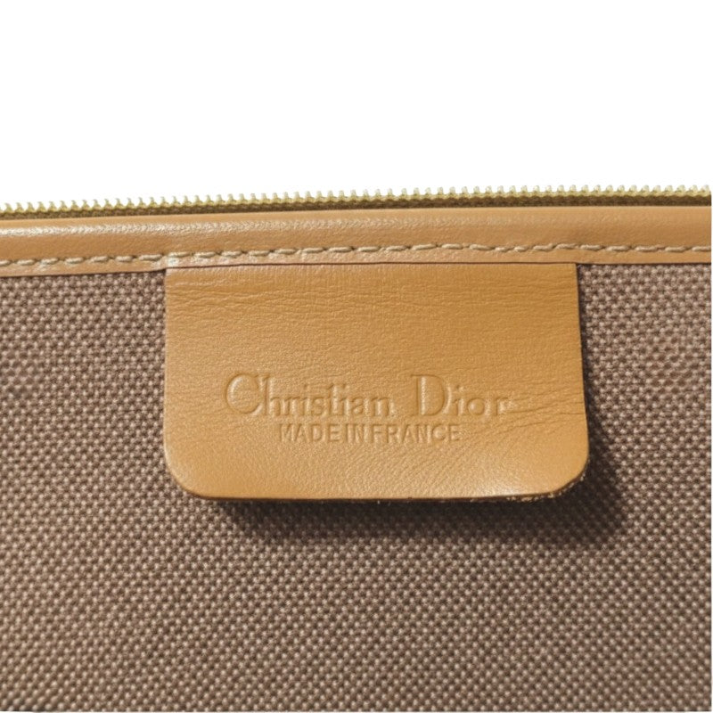 ディオール Dior ヴィンテージ ハニカム柄 クラッチバッグ PVCコーティングキャンバス レザー ベージュ ゴールド金具 レディース メンズ ユニセックス【中古】【ABランク】