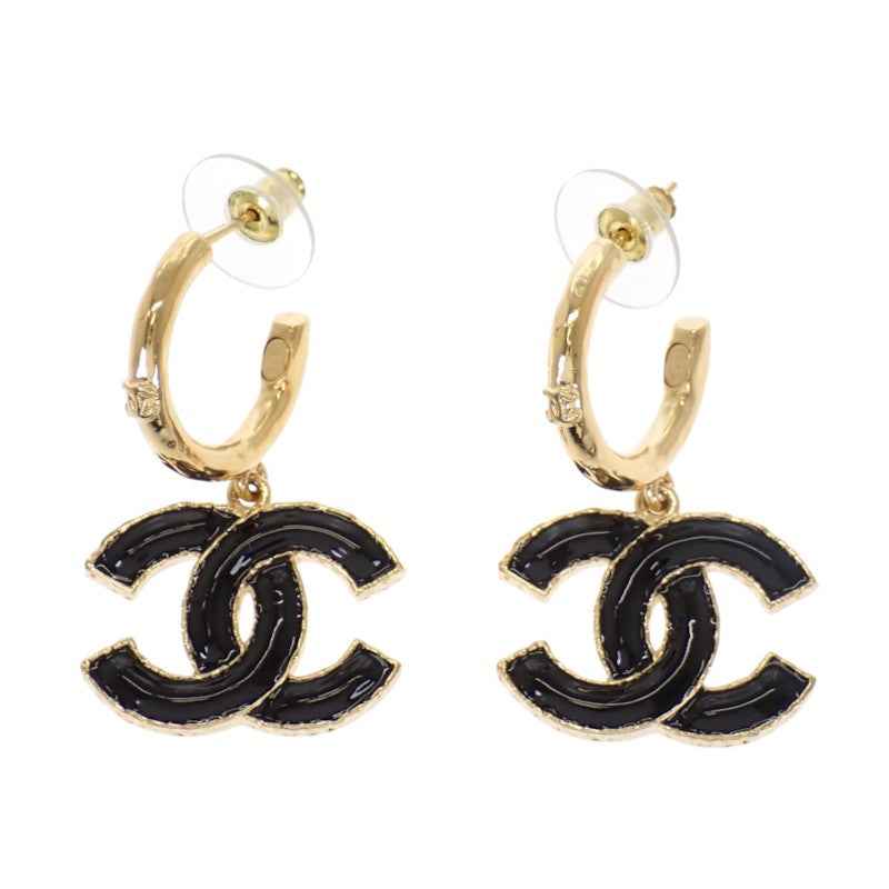 シャネル CHANEL CCフープ ピアス メタル ブラック ゴールド ゴールド金具 レディース【中古】【Aランク】