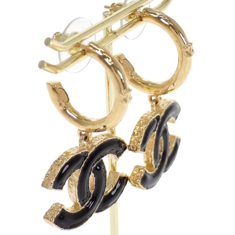 シャネル CHANEL CCフープ ピアス メタル ブラック ゴールド ゴールド金具 レディース【中古】【Aランク】