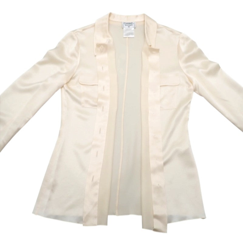シャネル CHANEL ヴィンテージ ボウタイ 38 P10024_V03506_00101 ブラウス シルク アイボリー レディース【中古】【ABランク】