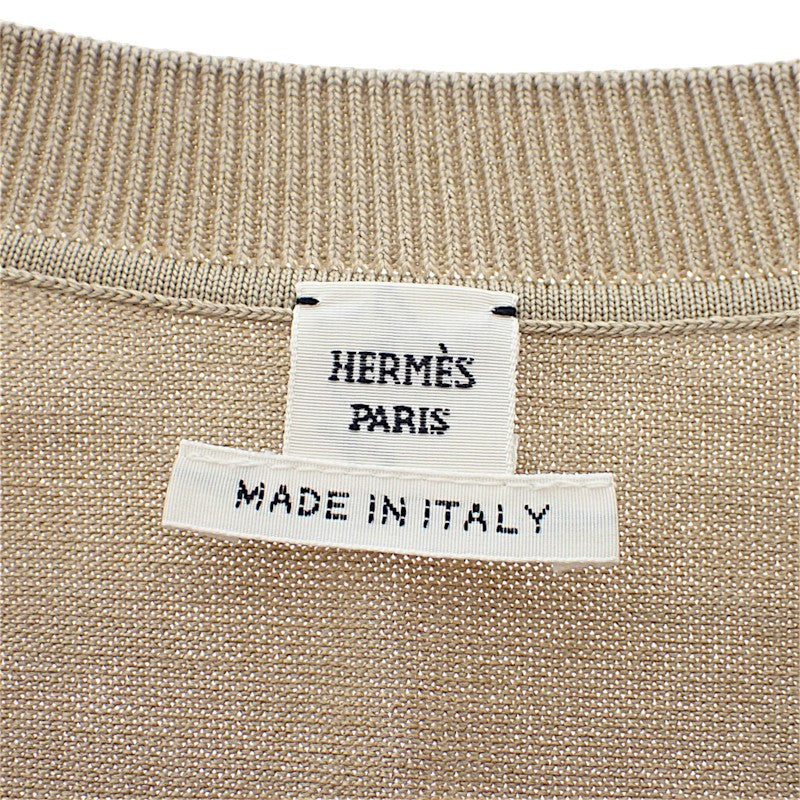 エルメス HERMES Hリフト 38 カーディガン シルク コットン ベージュ レディース【中古】【Aランク】