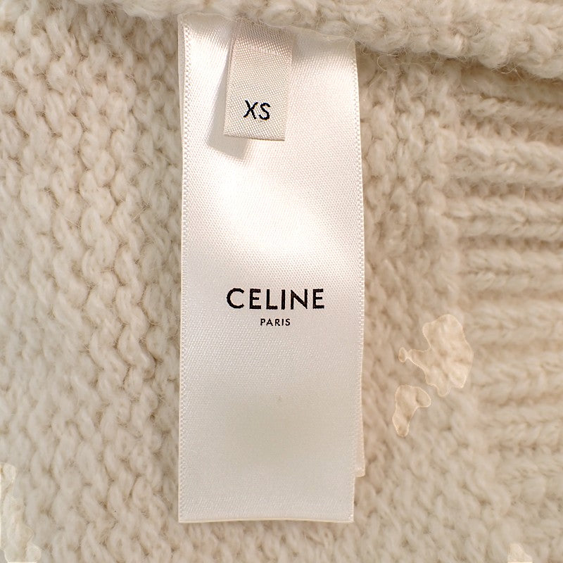 セリーヌ CELINE トリオンフ タートルネックセーター XS 2A89S234P セーター ウール オフホワイト レディース【中古】【ABランク】