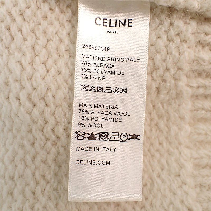 セリーヌ CELINE トリオンフ タートルネックセーター XS 2A89S234P セーター ウール オフホワイト レディース【中古】【ABランク】