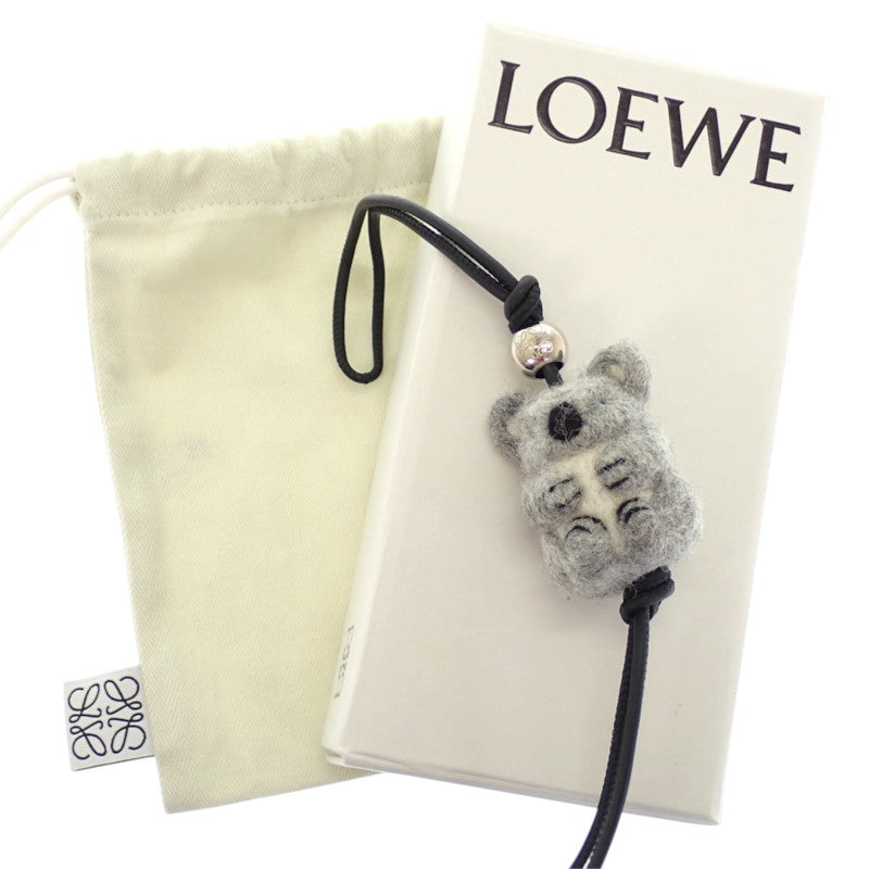 ロエベ LOEWE コアラ CA36232X33 バッグチャーム カーフ フェルト グレー ブラック レディース【中古】【Aランク】