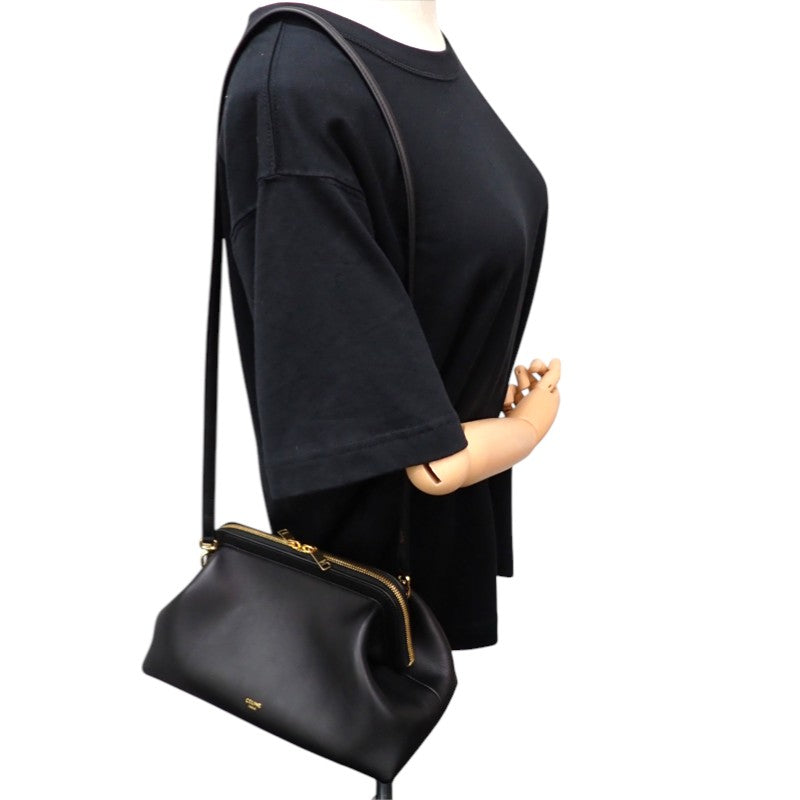 セリーヌ CELINE スモールドクターポーチ L106N3R32.38NO 2WAYバッグ ショルダーバッグ カーフ ブラック ゴールド金具 レディース【中古】【Aランク】