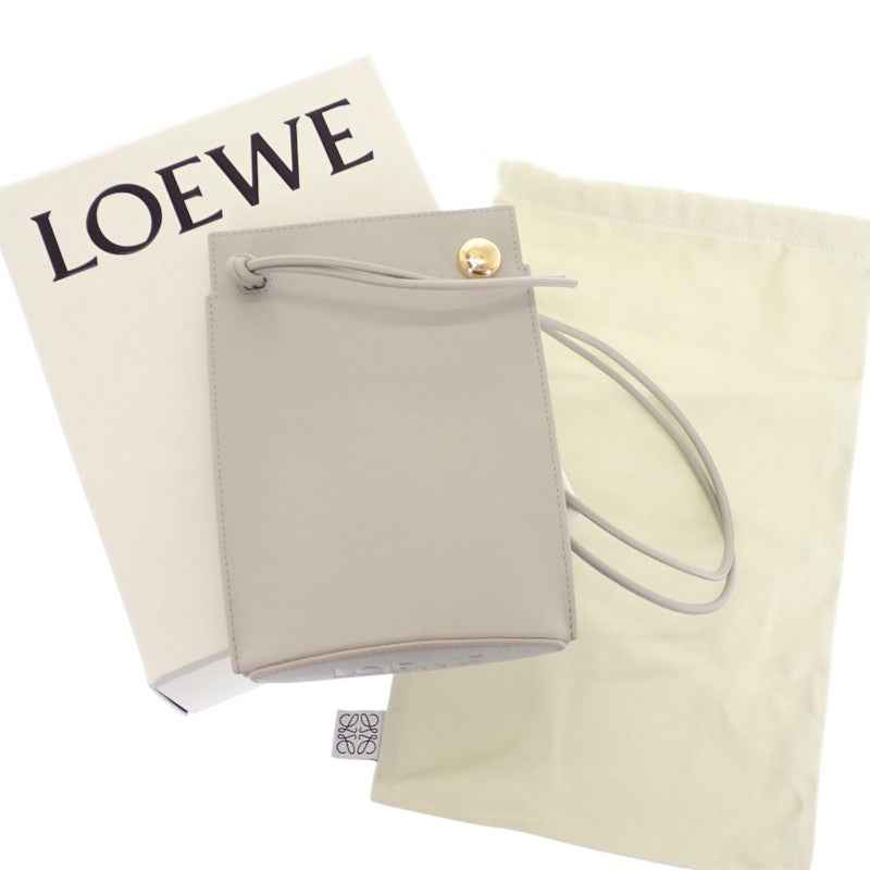 ロエベ LOEWE ペブルダイスポケット CPBPR12X01 ショルダーバッグ カーフ グレー ゴールド金具 レディース【中古】【Aランク】