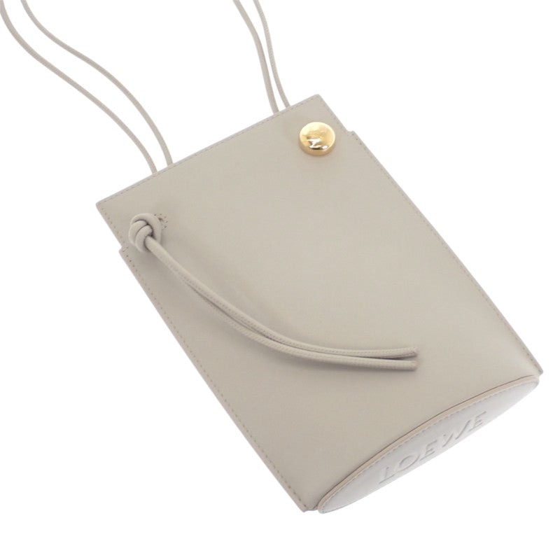 ロエベ LOEWE ペブルダイスポケット CPBPR12X01 ショルダーバッグ カーフ グレー ゴールド金具 レディース【中古】【Aランク】
