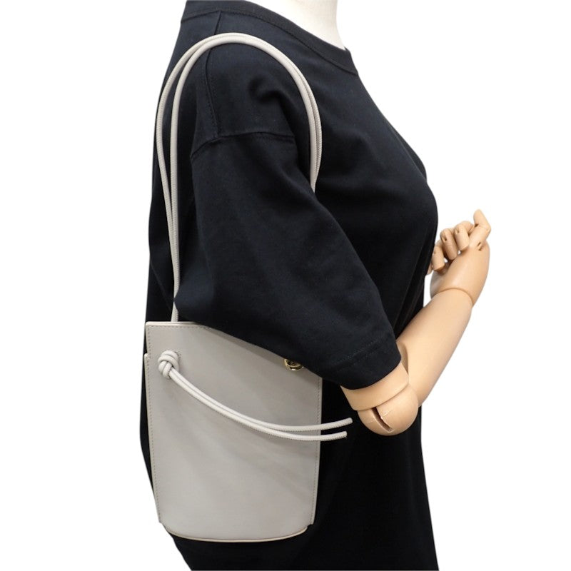 ロエベ LOEWE ペブルダイスポケット CPBPR12X01 ショルダーバッグ カーフ グレー ゴールド金具 レディース【中古】【Aランク】