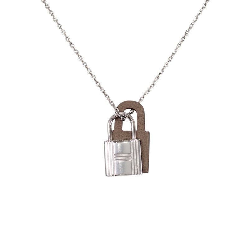 エルメス HERMES オーケリーPM ネックレス ヴォースイフト メタル シルバー エトゥープ レディース メンズ【中古】【SAランク】