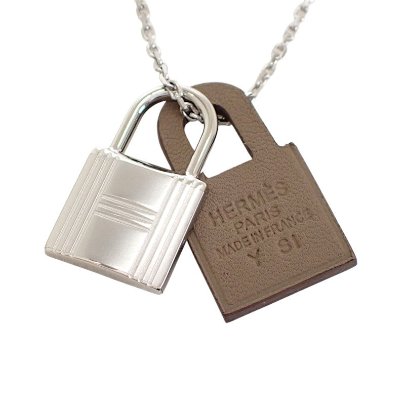 エルメス HERMES オーケリーPM ネックレス ヴォースイフト メタル シルバー エトゥープ レディース メンズ【中古】【SAランク】