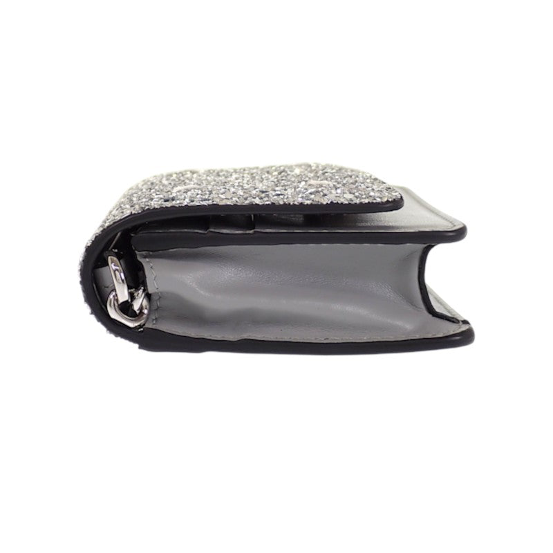 メゾンマルジェラ MAISON MARGIELA グリッター マイクロ チェーンウォレット S35UI0542P6233T9002 二つ折り財布 レザー スパンコール シルバー レディース【中古】【Aランク】