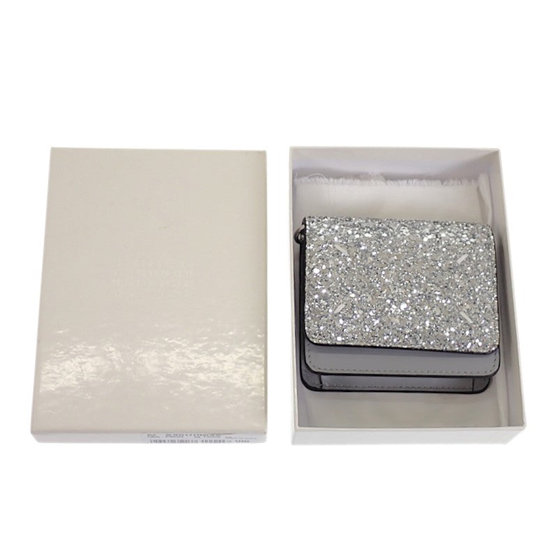 メゾンマルジェラ MAISON MARGIELA グリッター マイクロ チェーンウォレット S35UI0542P6233T9002 二つ折り財布 レザー スパンコール シルバー レディース【中古】【Aランク】