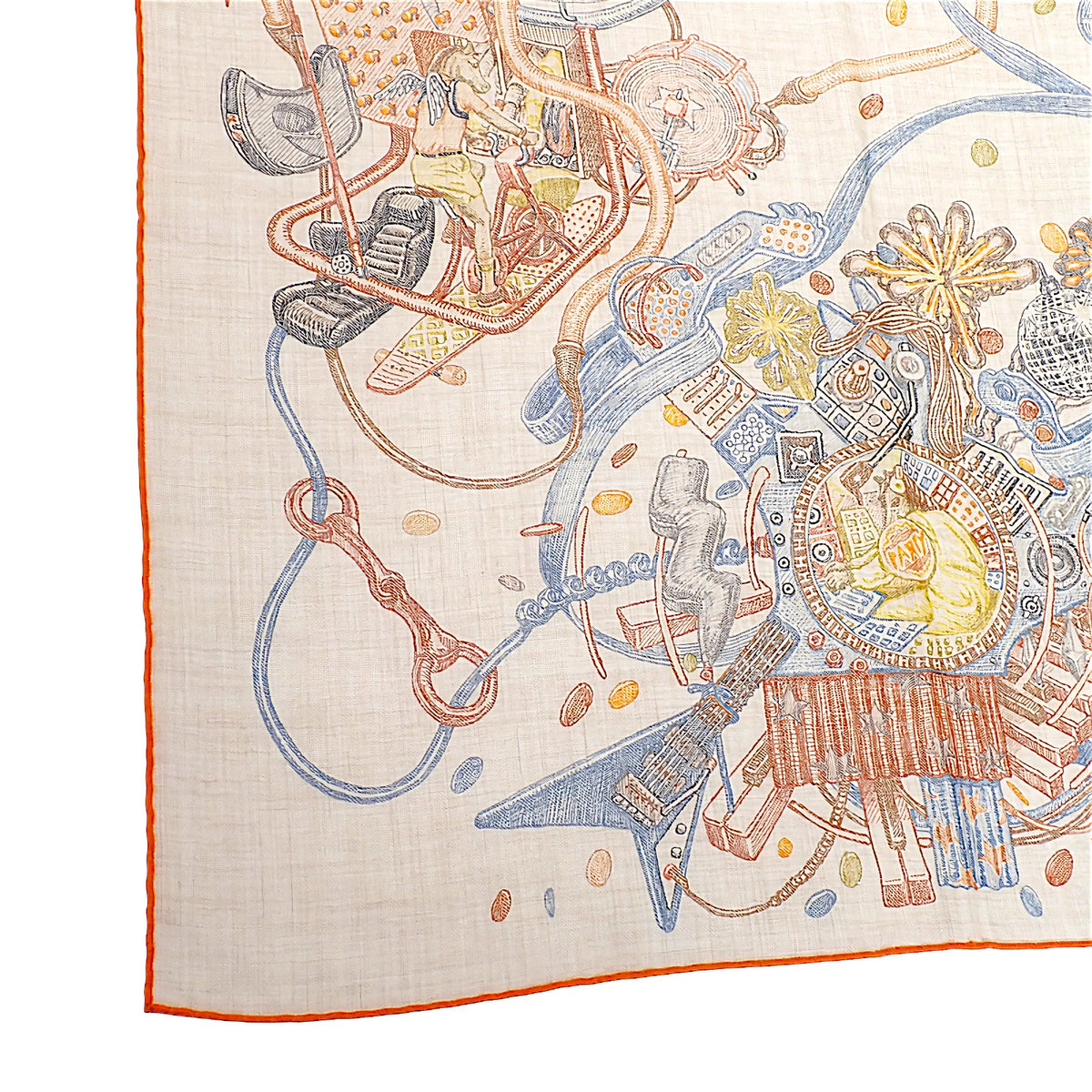 エルメス HERMES カレジェアン 大判ストール エルメスの世界 H244230S 11 スカーフ カシミヤ シルク ホワイト レディース【中古】【Aランク】