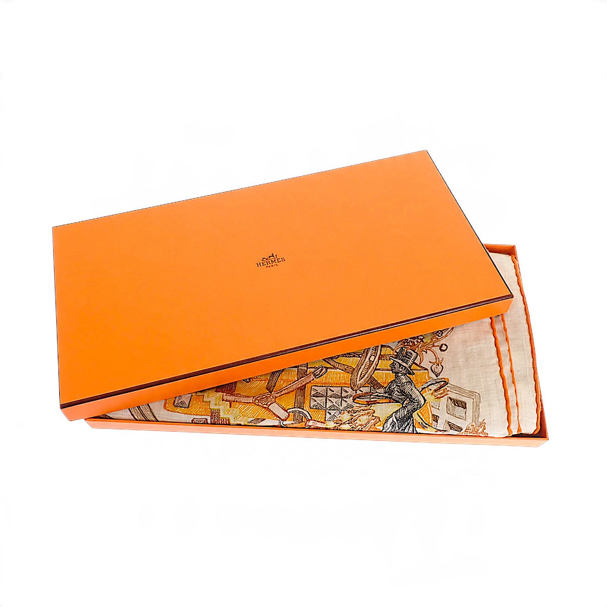 エルメス HERMES カレジェアン 大判ストール エルメスの世界 H244230S 11 スカーフ カシミヤ シルク ホワイト レディース【中古】【Aランク】