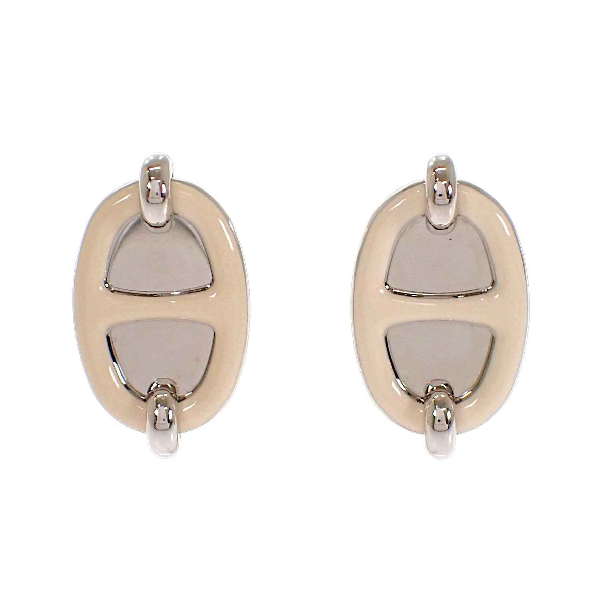 エルメス HERMES ミニ マイヨン H100052FP55 ピアス メタル クレーム シルバー レディース【中古】【Aランク】