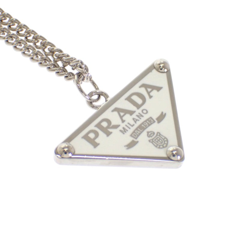 プラダ PRADA エナメルメタル 2IC330 ネックレス メタル シルバー ホワイト レディース【中古】【ABランク】