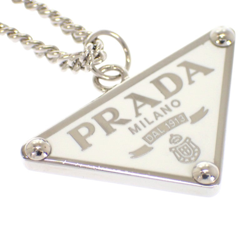 プラダ PRADA エナメルメタル 2IC330 ネックレス メタル シルバー ホワイト レディース【中古】【ABランク】