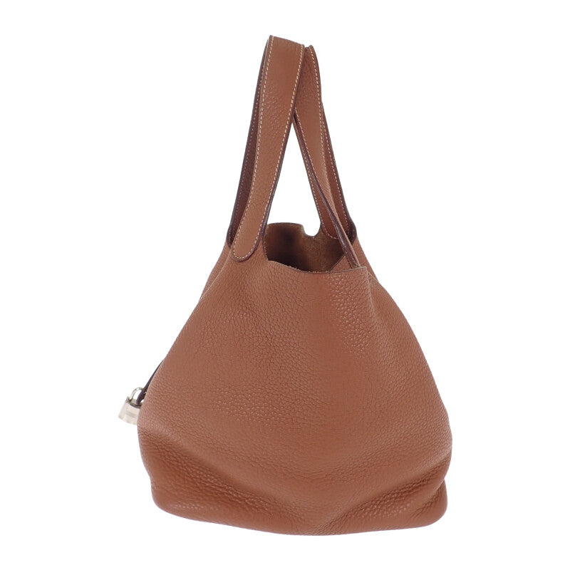 エルメス HERMES ピコタンロック MM H060991CK37 ハンドバッグ トリヨンクレマンス ブラウン ゴールド シルバー金具 レディース【中古】【ABランク】