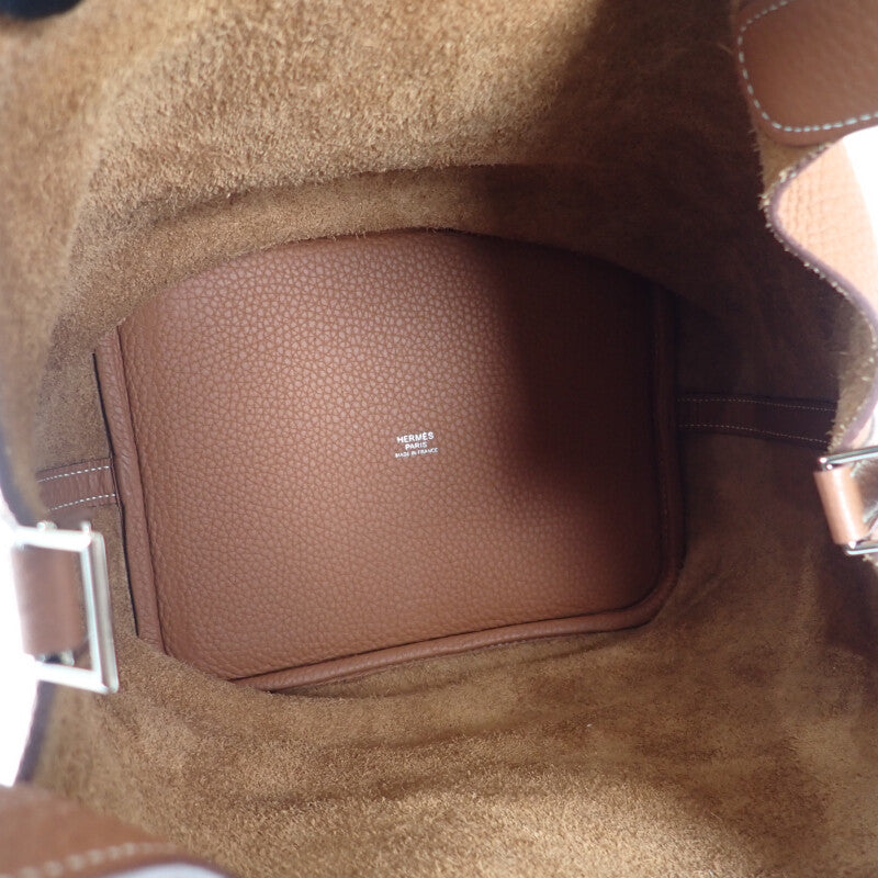 エルメス HERMES ピコタンロック MM H060991CK37 ハンドバッグ トリヨンクレマンス ブラウン ゴールド シルバー金具 レディース【中古】【ABランク】