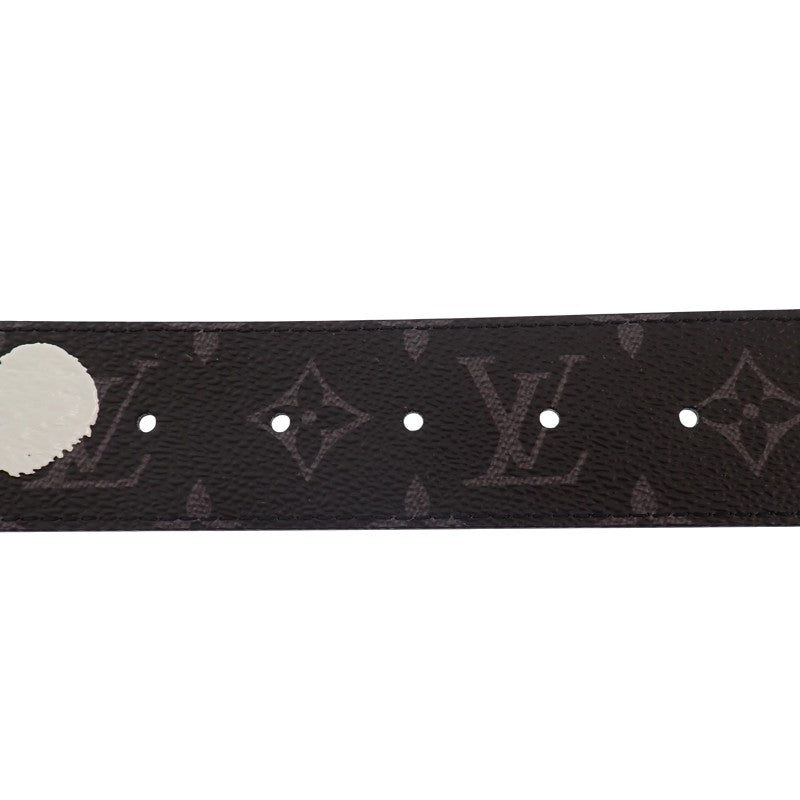 ルイヴィトン LOUIS VUITTON サンチュール・LVイニシャル LV×YK 草間彌生 M0654T モノグラムエクリプス ベルト レザー ブラック ドット ブラック金具 メンズ【中古】【Aランク】