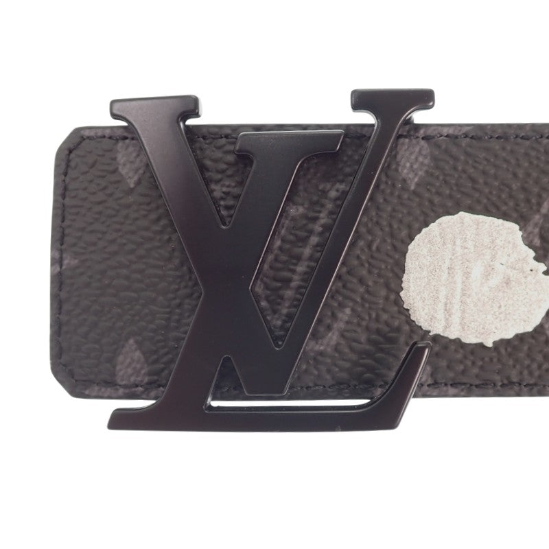 ルイヴィトン LOUIS VUITTON サンチュール・LVイニシャル LV×YK 草間彌生 M0654T モノグラムエクリプス ベルト レザー ブラック ドット ブラック金具 メンズ【中古】【Aランク】