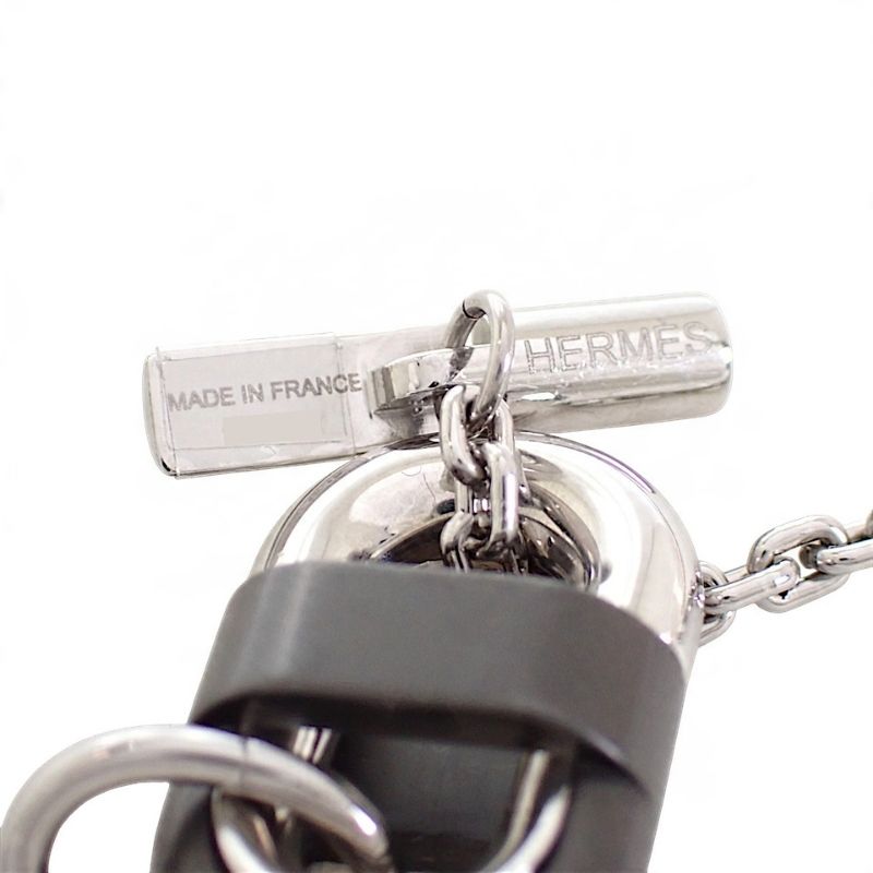 エルメス HERMES シェーヌ マイヨン PM H100114 FJ 03 ネックレス メタル シルバー ブラック メンズ レディース【中古】【Aランク】