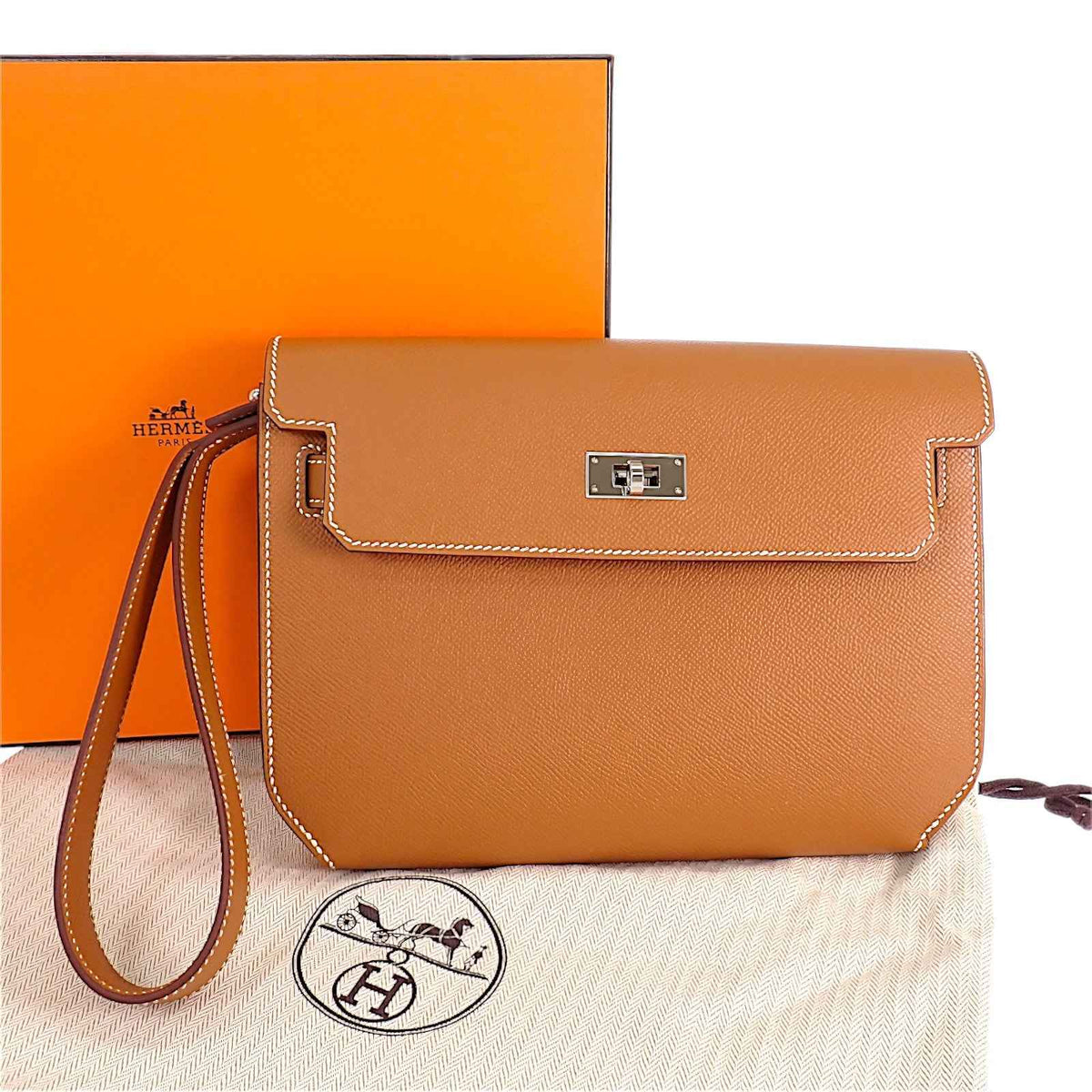 エルメス HERMES ケリー デペッシュ25 クラッチバッグ ヴォーエプソン ブラウン シルバー金具 レディース メンズ【中古】【Aランク】