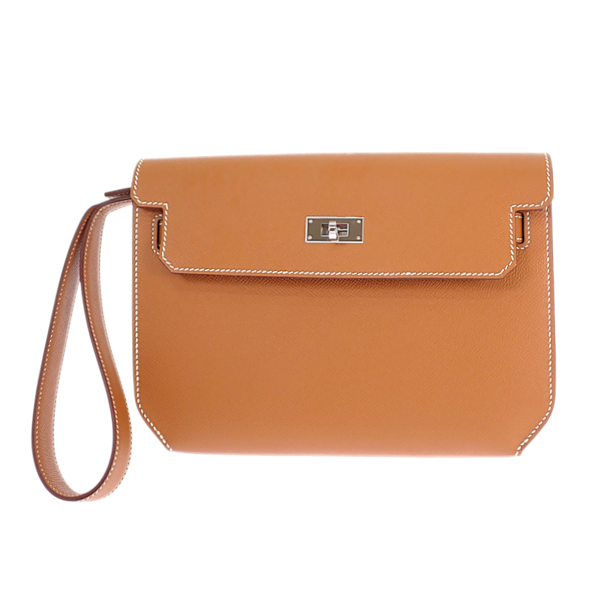 エルメス HERMES ケリー デペッシュ25 クラッチバッグ ヴォーエプソン ブラウン シルバー金具 レディース メンズ【中古】【Aランク】