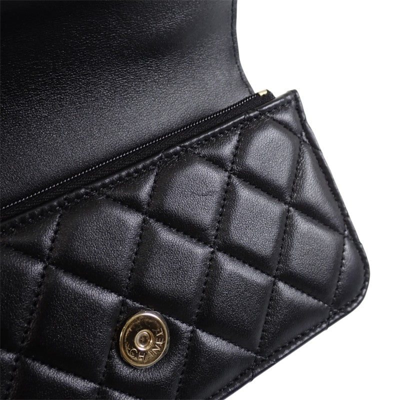 シャネル CHANEL マトラッセ フラップフォンケース AP3226 2WAYバッグ ショルダーバッグ ラムスキン ブラック ゴールド金具 レディース【中古】【Aランク】