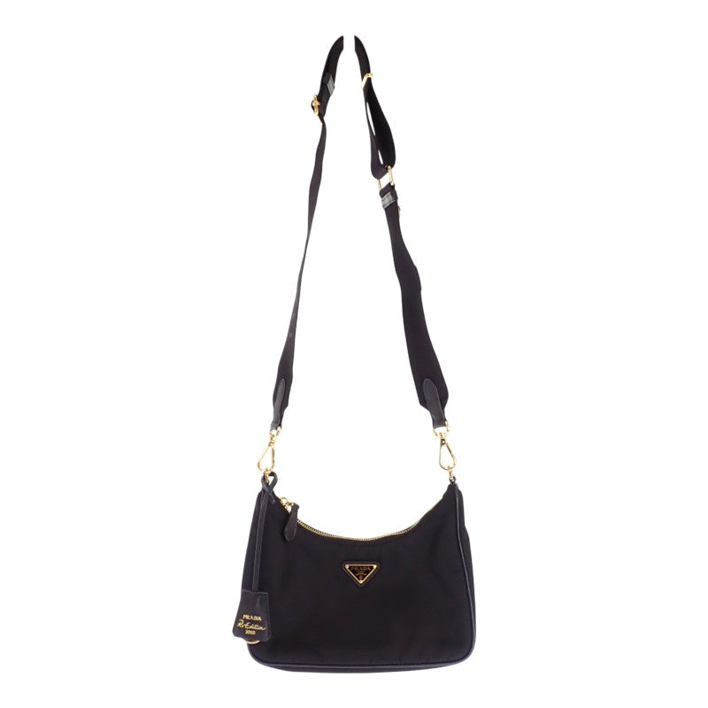 プラダ PRADA プラダ リナイロンバッグ 1BH204 R064 F0632 V V9L 2WAYバッグ 2WAYバッグ ナイロン ブラック ゴールド金具 レディース【中古】【ABランク】