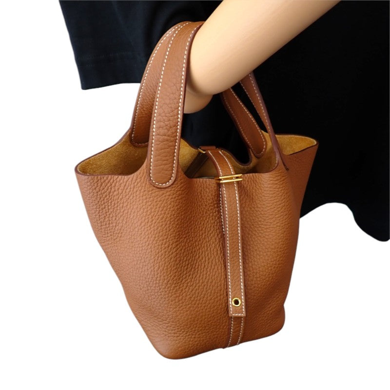 エルメス HERMES ピコタンロックPM ハンドバッグ トリヨンクレマンス ブラウン ゴールド金具 レディース【中古】【Aランク】