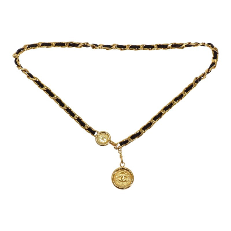 シャネル CHANEL ココマーク チェーン 94A 94A刻印 ベルト GP ゴールド ブラック レディース【中古】【Aランク】