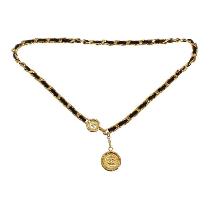シャネル CHANEL ココマーク チェーン 94A 94A刻印 ベルト GP ゴールド ブラック レディース【中古】【Aランク】