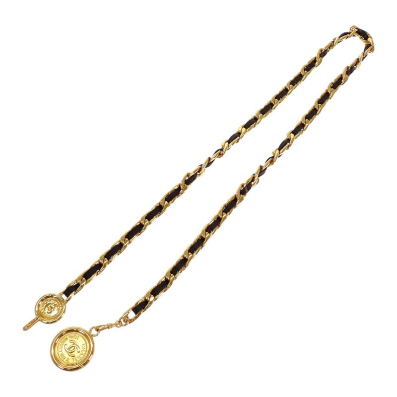 シャネル CHANEL ココマーク チェーン 94A 94A刻印 ベルト GP ゴールド ブラック レディース【中古】【Aランク】