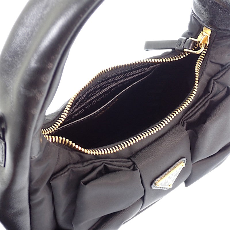 プラダ PRADA リボン ミニ 1BC241_RP0C_F0002_V_OXO 2WAYバッグ レザー ナイロン ブラック ゴールド金具 レディース【中古】【Aランク】