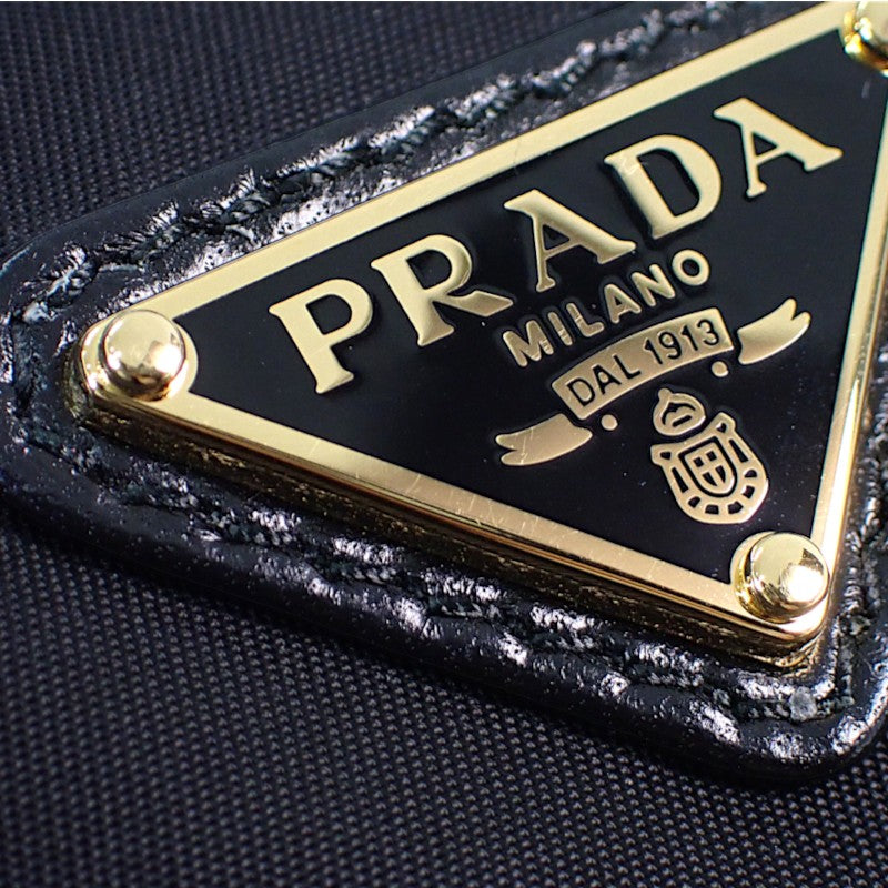 プラダ PRADA リボン ミニ 1BC241_RP0C_F0002_V_OXO 2WAYバッグ レザー ナイロン ブラック ゴールド金具 レディース【中古】【Aランク】