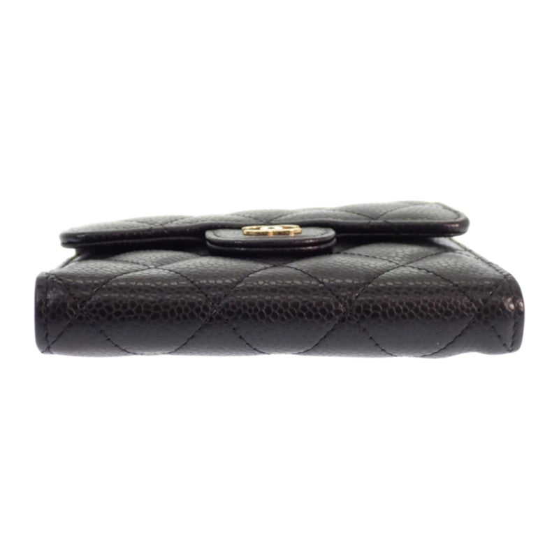 シャネル CHANEL クラシックスモール フラップウォレット AP0231_Y01864_C3906 三つ折り財布 キャビアスキン ブラック ゴールド金具 レディース【中古】【Aランク】