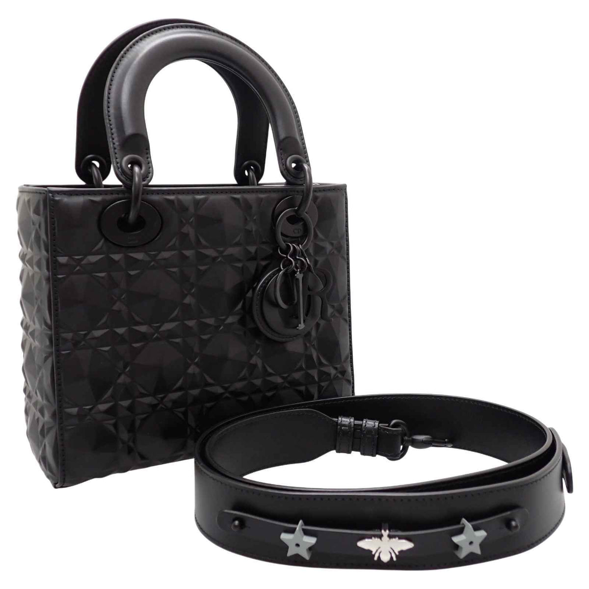 クリスチャンディオール Christian Dior Lady Dior My ABCDior レディディオール バッグ スモール M0538SNEA _M900 2WAYバッグ ハンドバッグ ショルダーバッグ ラムスキン ソーブラック 黒 ブラック金具 レディース【中古】【ABランク】