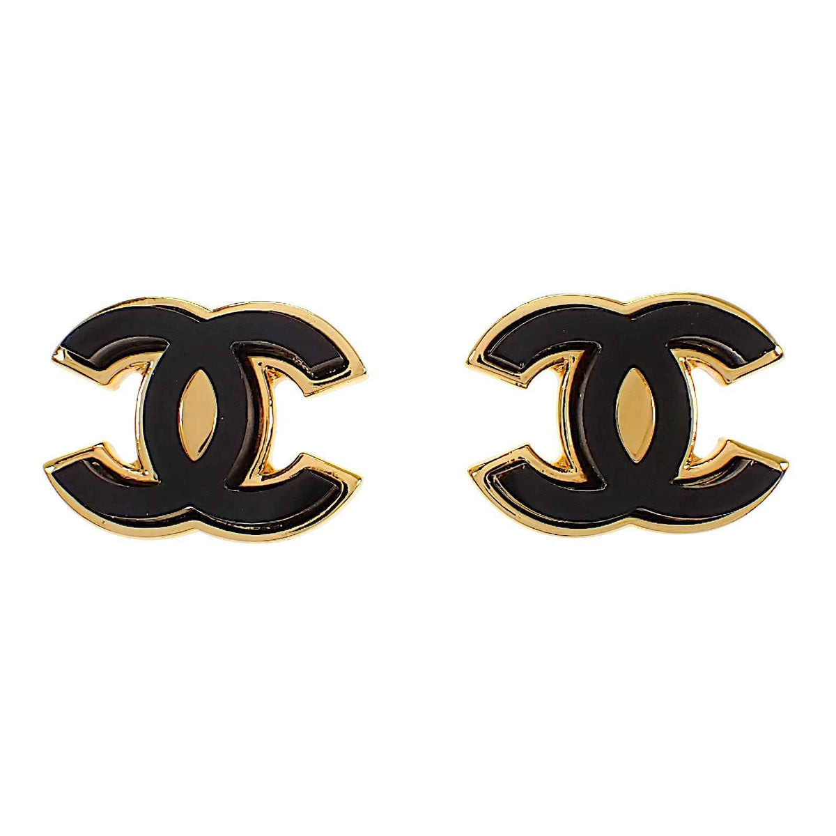 シャネル CHANEL ココマーク ピアス メタル ブラック ゴールド レディース【中古】【ABランク】